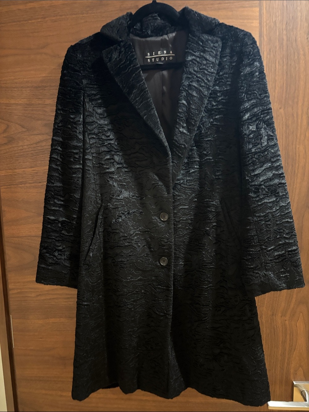 Siena Studio Black Textured Long Trench Coat